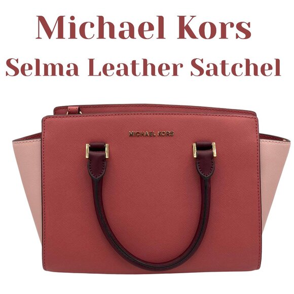 Michael Kors Selma Leather Satchel – Two-Tone Blush & Rose - Picture 1 of 10